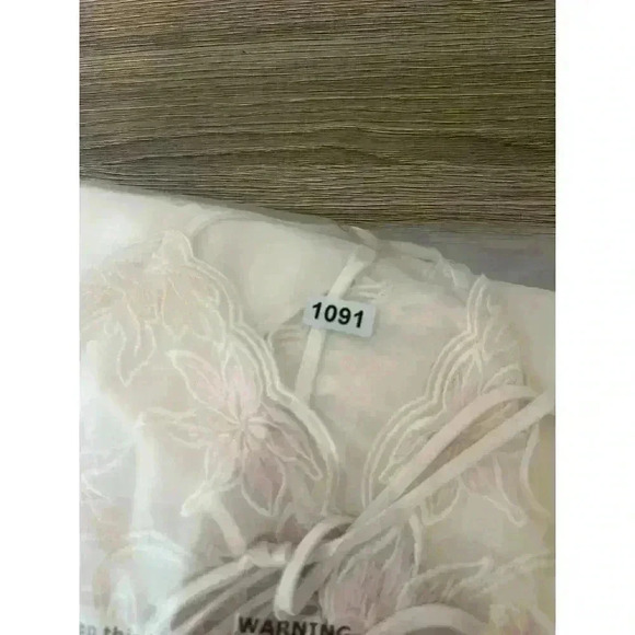 Linea Donatella Babydoll Sheer Lace Front Embroidered Sleeveless Nightgown M/L - Picture 14 of 14